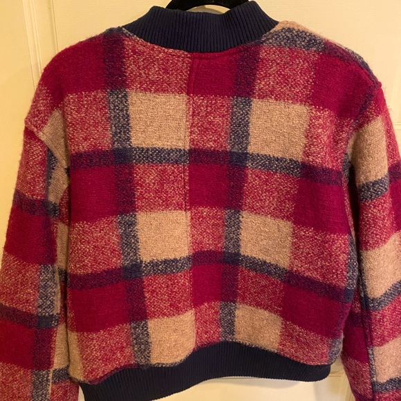 NWT House of Harlow 1960 Plaid Wool Blend Cropped Bomber Jacket size L - Picture 4 of 12